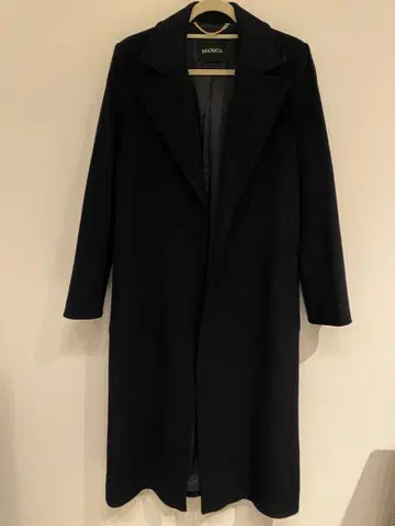 Max&Co 네이비 블랙 100% 울 롱 코트