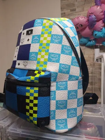 정품 보증 MCM 체커보드 패턴 백팩