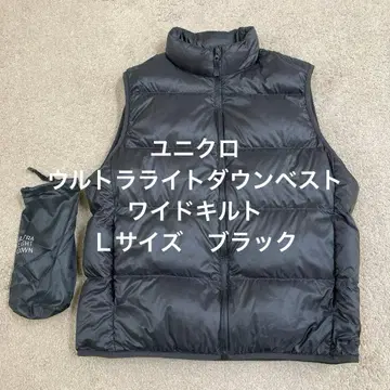 유니클로 울트라 라이트 다운 베스트 와이드 퀼트 L 블랙
