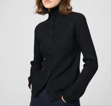 UNIQLOU / 메리노 블렌드 하이넥 가디건