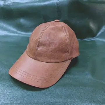 일본제 천연 가죽 소가죽 레더 캡 모자 브라운 L 심플 브라운