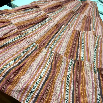 티티카카 에스닉 패턴 롱 티어드 플레어 스커트