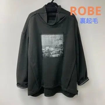 ROBE BLUE FRONCE 사진 로고 속기모 풀오버 차콜