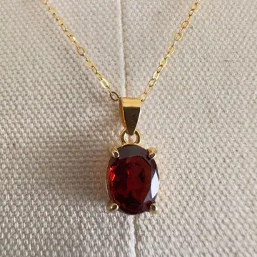 실버 925 레드스톤 목걸이 얇은 골드 컬러