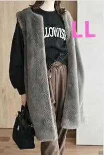 [ 새상품 ] 시마무라 mumu 롱 퍼 베스트 중 브라운 LL 사이즈