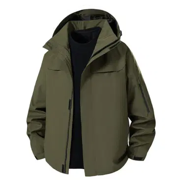 올리브 그린 후드 부착 마운틴 후드티