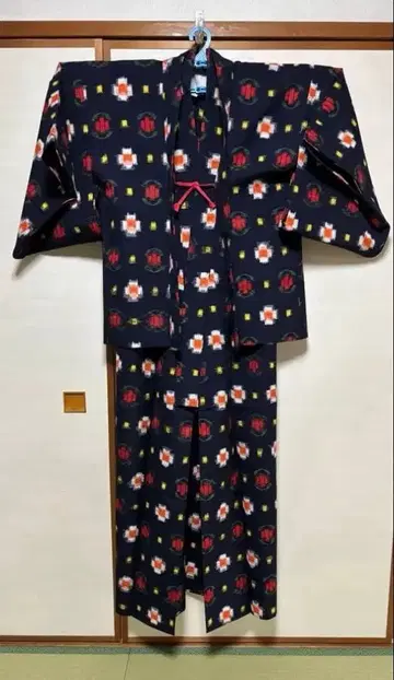 앙상블 기모노 네이비 컬러 쇼와 레트로