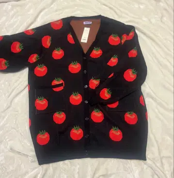 PUNYUS 토마토 패턴 가디건