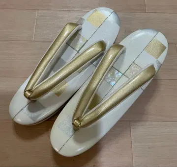 4 조리 일본 의류 신발 금은 체크 패턴 골드 하나오