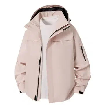 핑크 후드 부착 마운틴 파카