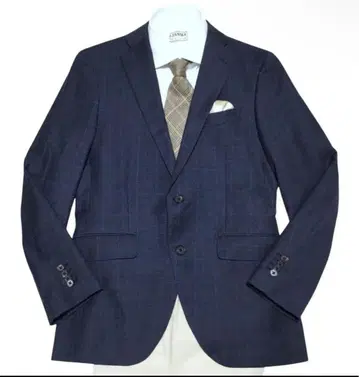 유니버설 랭귀지 이탈리아제 REDA 원단 체크 무늬 네이비 자켓 44