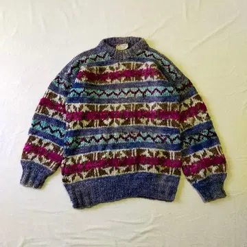 구제 의류 핸드 니트 스웨터 에콰도르 니트 핸드메이드 올 패턴 네이티브