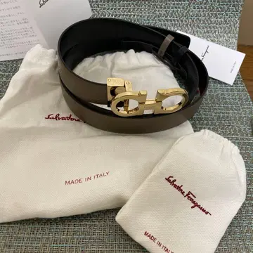 Salvatore Ferragamo 가죽 벨트 리버서블 블랙 베이지