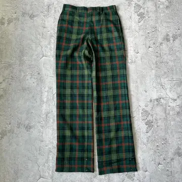 레어 70s vintage Stanbury 타탄 체크 울 슬랙스