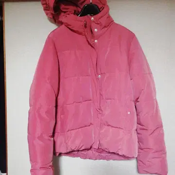 GU 핑크 다운 자켓 후드 부착 M 사이즈