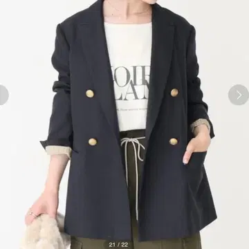 [ 새상품급 ] Spick&Span 울 선염 더블 자켓 골드 버튼 네이비