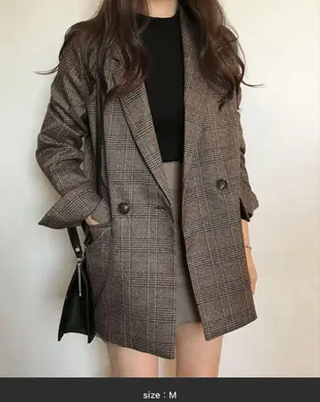 me Jane 글렌체크 패턴 더블 테일러 자켓 [ 미개봉 새상품 ]