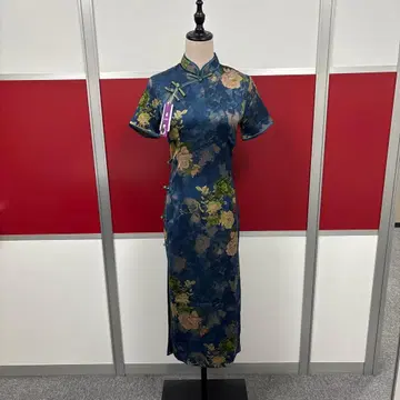 네이비 꽃무늬 차이나 드레스