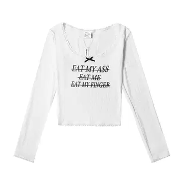 Badblood 화이트 리브 편직 긴팔 T셔츠