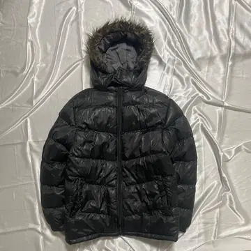 archive 시크 스타일 y2k 그런지 퍼 광택 다운 자켓 블랙