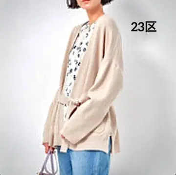 23구 CARIAGGI 캐시미어 혼방 허리 벨트 가디건 베이지 38