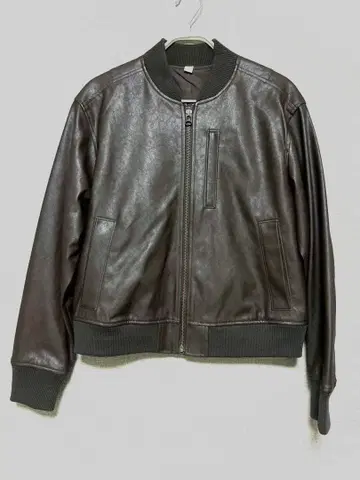 GU / 지유 다크 브라운 가죽 봄버 자켓 M