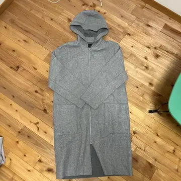 LISSEO 후드 부착 그레이 롱 코트