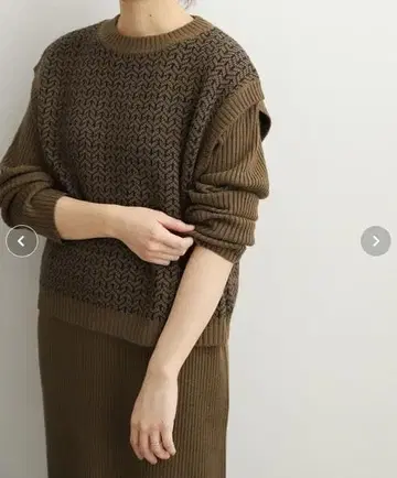 자카드 베스트 세트 니트 원피스