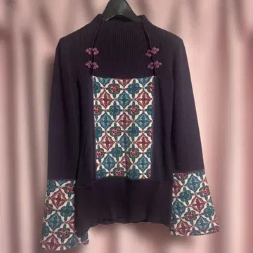 새상품급 Ozz On 오즈 온 하이넥 니트 스웨터 보라색 벨 슬리브