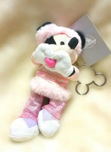 미키 봉제 인형 키링 키체인 핑크 HAPPY BIRTHDAY