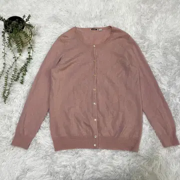 [UNIQLO] 캐시미어 100% 핑크 가디건 긴팔 XXL 부드러운