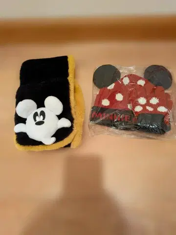 미키 귀도리 모자와 스카프 세트