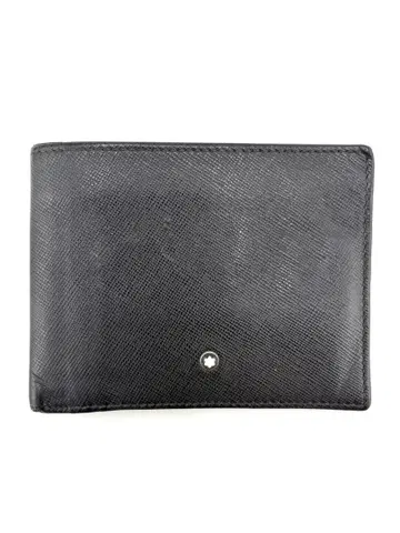 MONTBLANC 몽블랑 블랙 가죽 이단 접이식 지갑