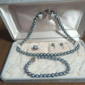 새상품 파란색 계열 진주 반지 귀찌 목걸이 팔찌 세트
