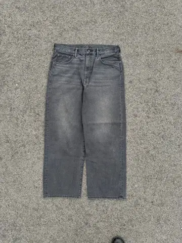 [ 구제 의류 ] 배기 데님 팬츠 W34 표기 차콜 그레이 와이드 실루엣