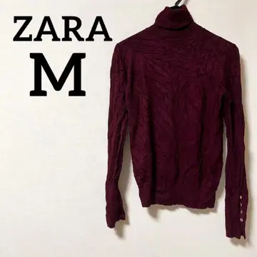 ZARA [ M ] 버건디 터틀넥 자라 긴팔 니트 가을 빨간색