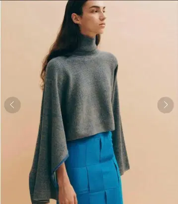 LE CIEL BLEU 리브 크롭 니트탑 그레이