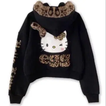 Avail SUREVE 키티 속기모 지퍼 후드티 레오파드 무늬