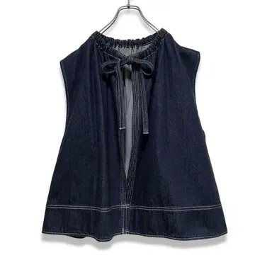 새상품급 Firsthand 데님 개더 베스트 리본 오버 사이즈