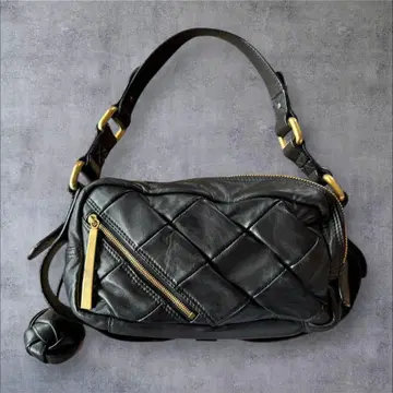 KENJI IKEDA 켄지 이케다 천연 가죽 퀼팅 핸드백 블랙