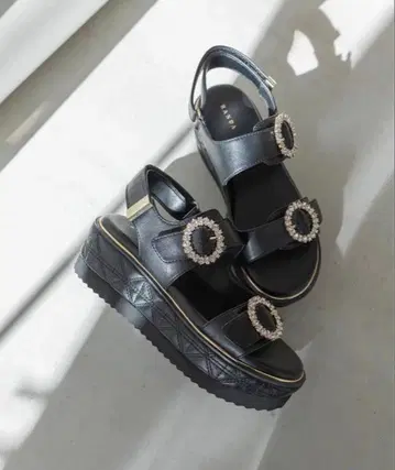 RANDA 비쥬 x 퀼팅 스포츠 샌들 블랙