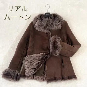 새상품급 리얼 무스탕 양가죽 퍼 무스탕 코트 브라운 사이즈 M