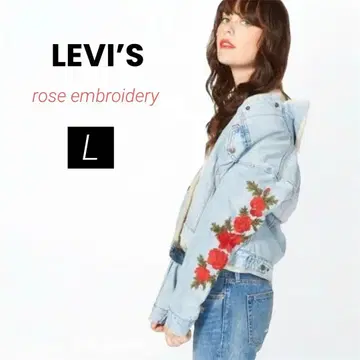 Levi's 리바이스 보아 데님 자켓 G 장미 자수 L