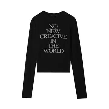 Current 블랙 긴팔 T셔츠 프린트