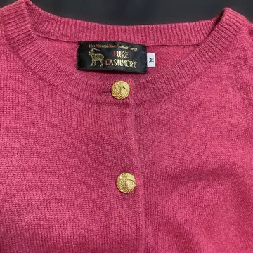 PURE CASHMERE 캐시미어 가디건 M 핑크 마젠타