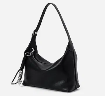 여성용 블랙 숄더백 천연 가죽