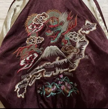 자수 드래곤 스카잔 버건디