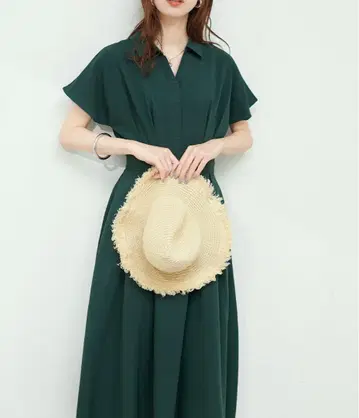 시원한 느낌의 스키퍼 카라 고급 원피스 그린