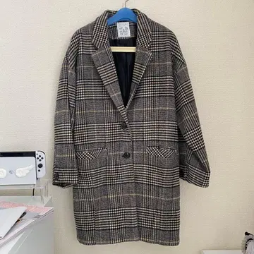 AS KNOW AS plus 체크 무늬 코트 그레이