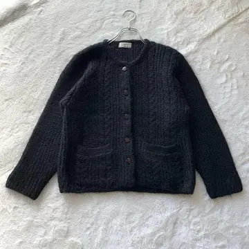 빈티지 모헤어 혼방 복슬복슬 블랙 긴팔 가디건 긴팔 니트